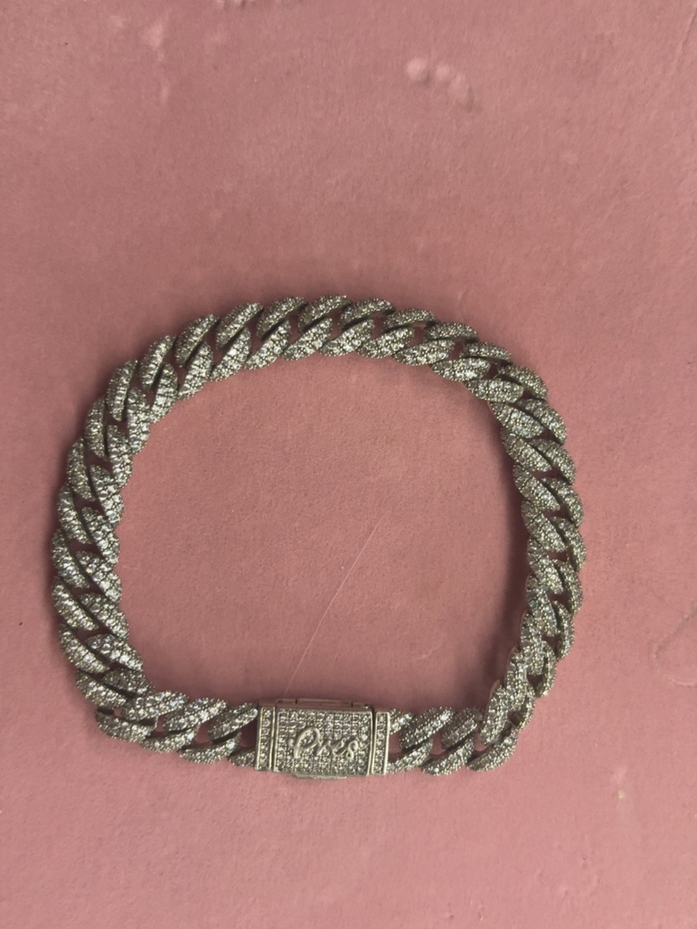 White Gold Cuban Link Bracelet 9”